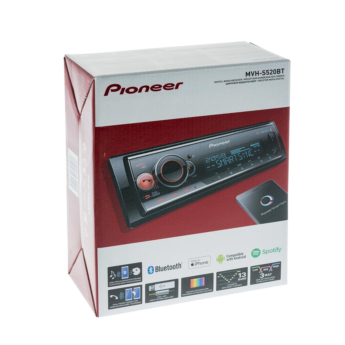 Купить Автомагнитола 1 DIN Pioneer MVH-S520BT Чёрный, недорого в в  интернет-магазине Кибермолл с доставкой. Фото, отзывы, описания,  характеристики Владивосток