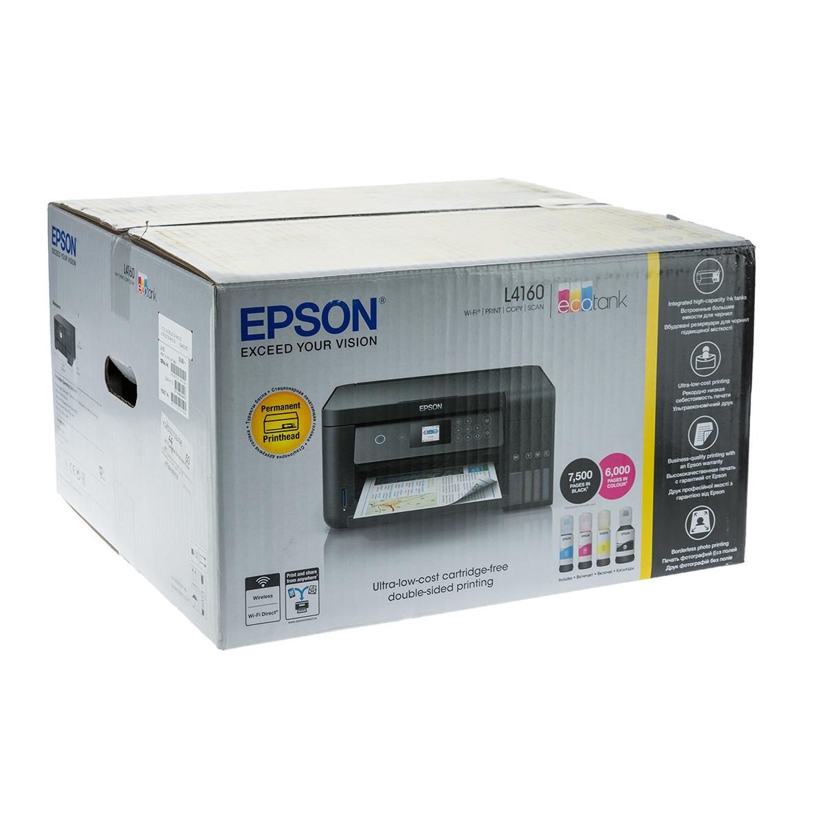 Купить МФУ Струйное Epson L4160 Чёрный, недорого в в интернет-магазине  Кибермолл с доставкой. Фото, отзывы, описания, характеристики Владивосток