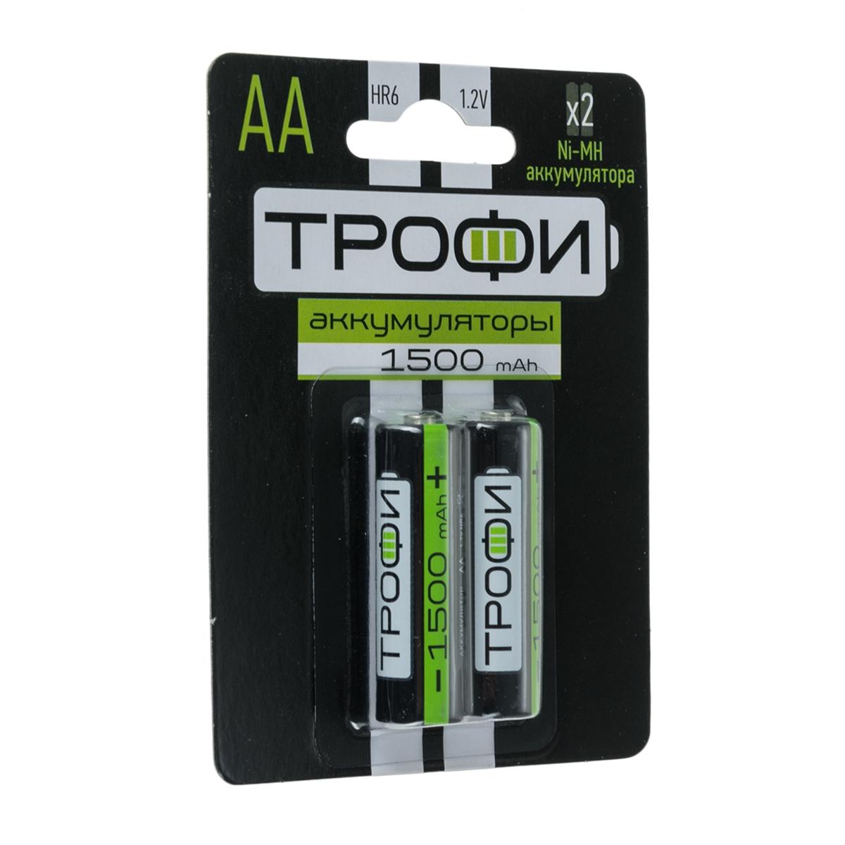 Купить Аккумулятор AA Трофи HR6-2BL 1500mAh 2шт, недорого в в  интернет-магазине Кибермолл с доставкой. Фото, отзывы, описания,  характеристики Владивосток