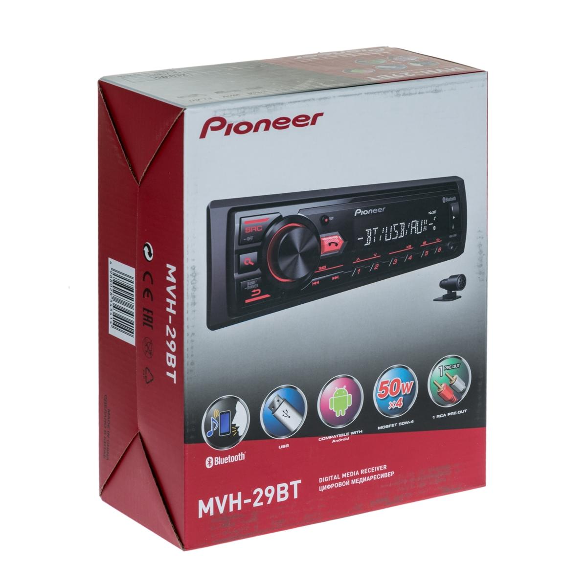 Купить Автомагнитола 1 DIN Pioneer MVH-29BT Чёрный, недорого в в  интернет-магазине Кибермолл с доставкой. Фото, отзывы, описания,  характеристики Владивосток